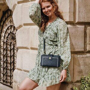 NWT! S-ZONE Faux Leather Navy Wallet Cell Purse w/Wristlet & Shoulder Straps